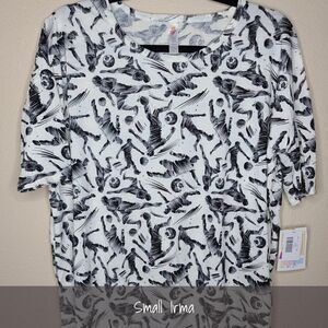 LuLaRoe Irma Tunic Small Soccer Black White NEW